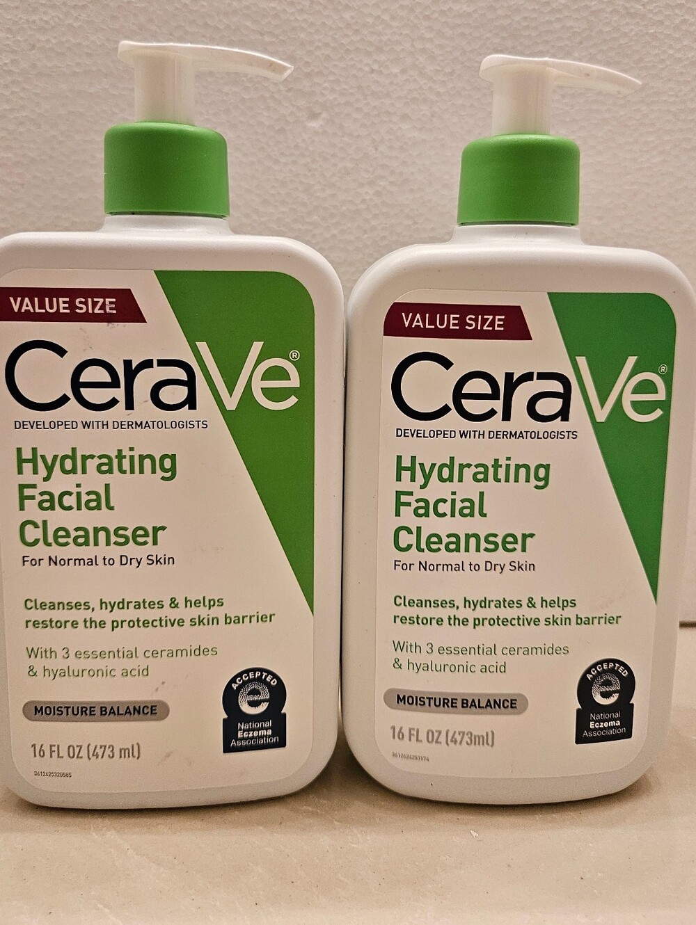 Lot of 2 CeraVe Hydrating Facial Cleanser Value Size 16 fl oz Face Wash New